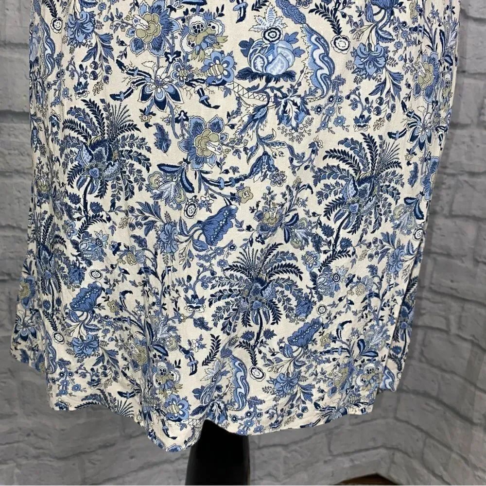 H&M Paisley and flower print dress blue and white sz 4 women - Picture 2 of 12